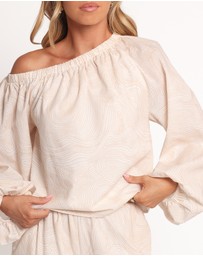 Petal & Pup - Zion Off Shoulder Long Sleeve Top - Tan Swirl