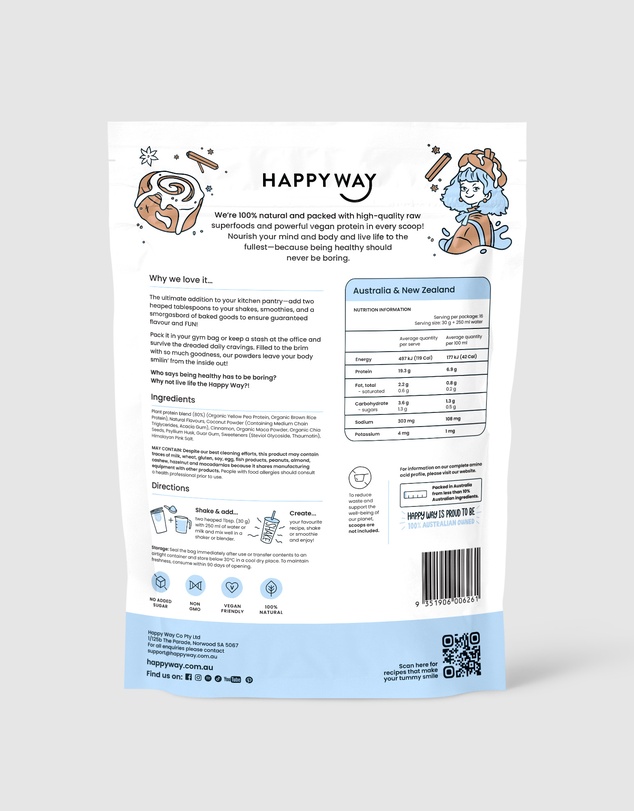 Happy Way - Cinnamon Bun Vegan Protein Powder