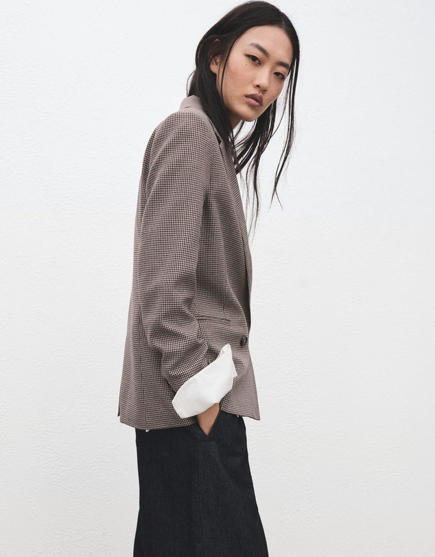 M.N.G - Double-Breasted Micro-Houndstooth Jacket