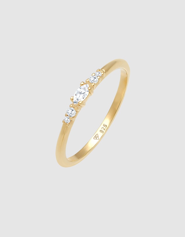 Elli Jewelry - Zirconia Engagement Ring in Gold-Plated 925 Silver