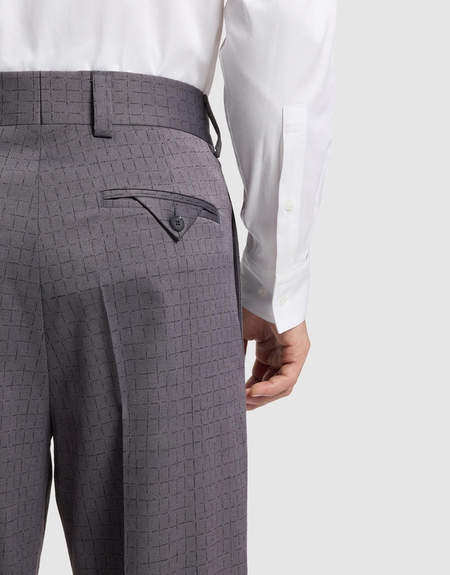 HUGO - Modern-Fit Trousers in Pin-Check Stretch Fabric