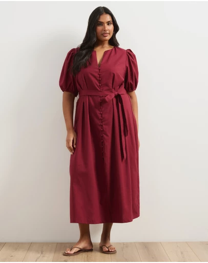 Atmos&Here Curvy - Audrey Fitted Button Front Midi Dress
