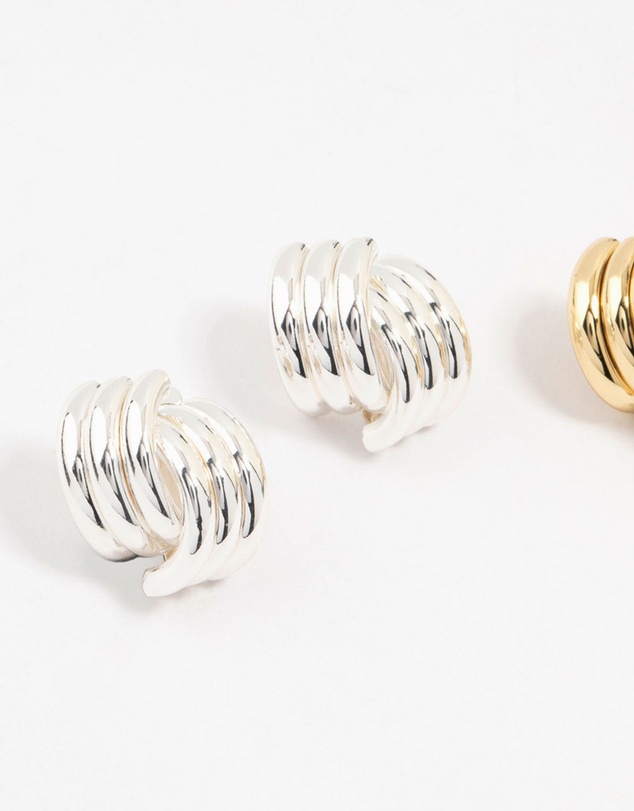 Lovisa - Mixed Metals Knotted Stud Earrings 2-Pack