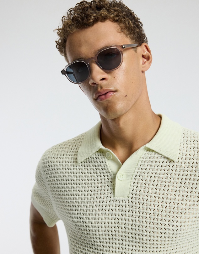 Calibre - Textured Open Knit Polo Citron