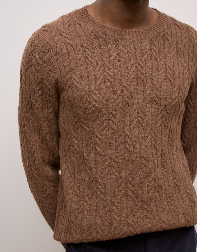 Trenery - Merino Cable Knit Crew in Sierra