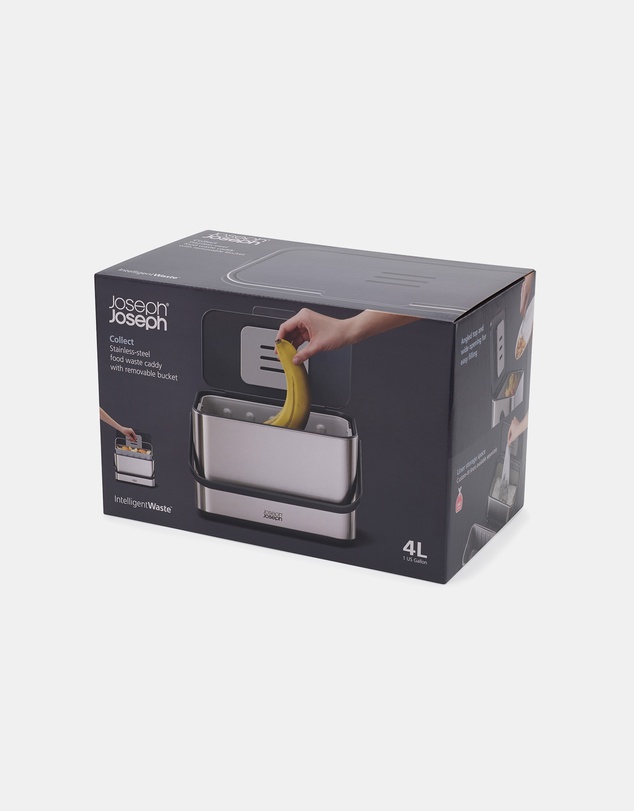 Joseph Joseph - Collect™ 4L Food Waste Caddy with Removable Bucket (Stainless Steel)