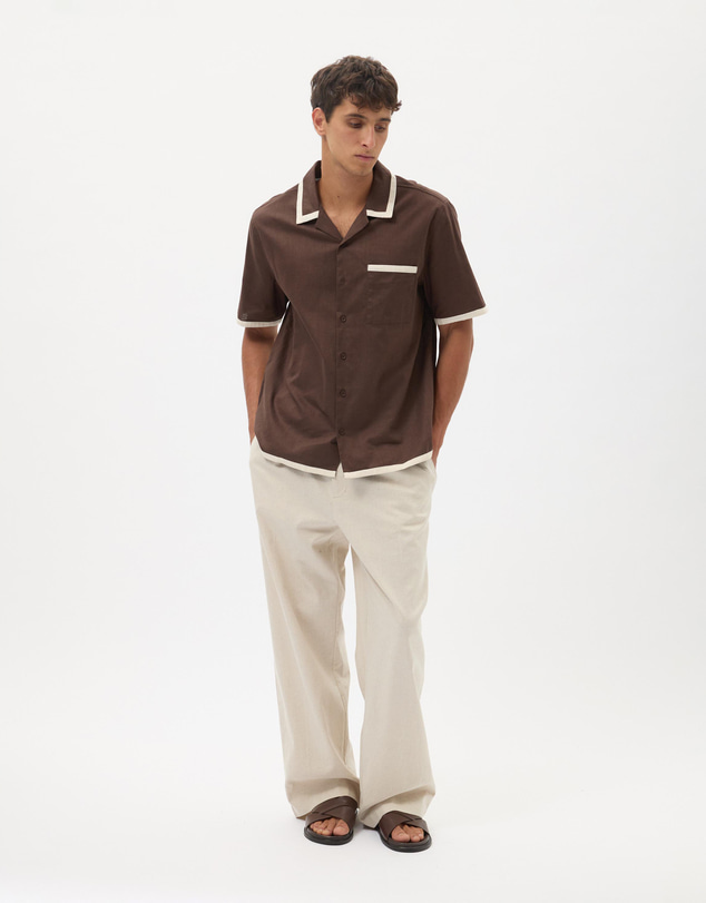 AERE - Linen Blend Contrast Shirt
