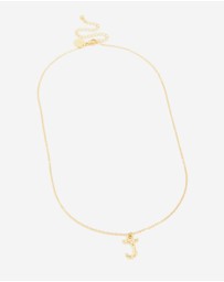 Lovisa - Waterproof Gold Plated Stainless Steel Bamboo Letter J Necklace