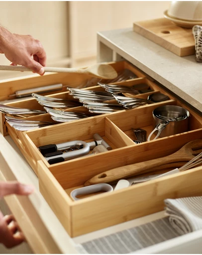 Joseph Joseph - DrawerStore™ Bamboo Expandable Cutlery, Utensil & Gadgets Organiser