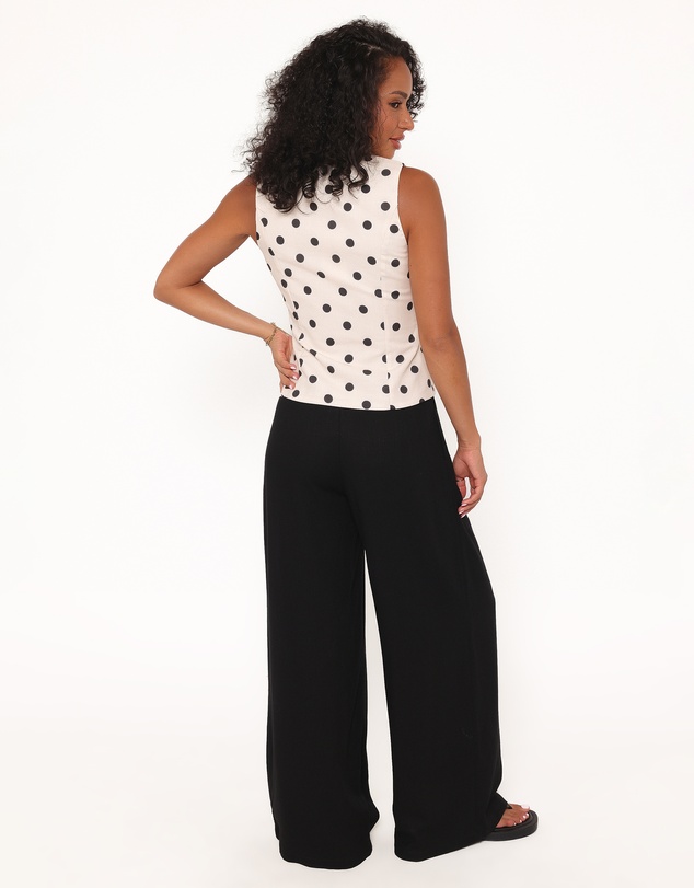 Petal & Pup - Zoie Tie Front Vest - Cream Polka Dot