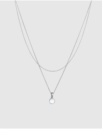 Elli Jewelry - Necklace Layer Circle Moonstone 925 Sterling Silver