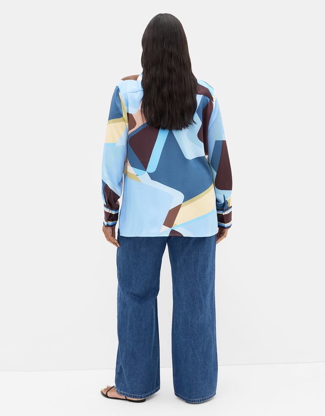City Chic - Plus size Amaya Abstract Print Shirt - blue