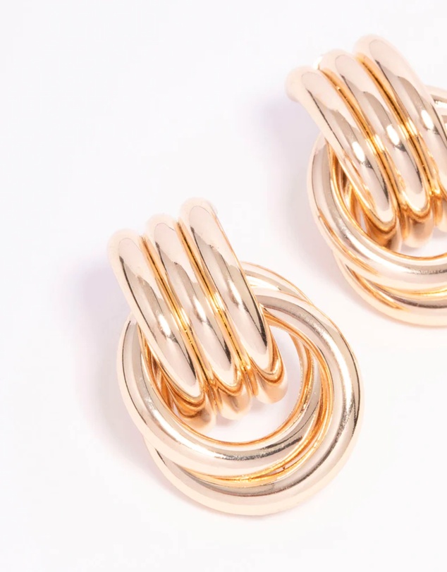 Lovisa - Gold Triple Row Wrapped Knotted Drop Earrings