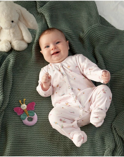 Little Stuff - Butterfly Garden Romper & Rattle
