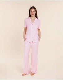 Gingerlilly - Lyon Ribbed Short Sleeve Button Up Top