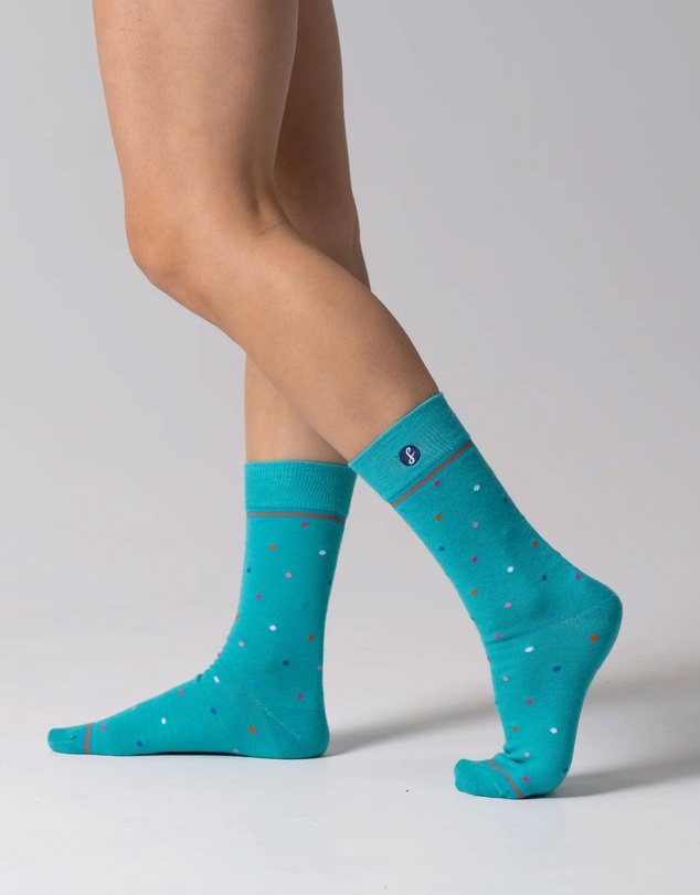 Swanky Socks - Teal Cosmic Polka Dots