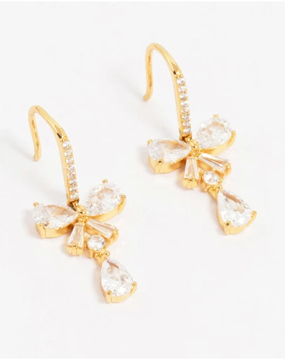 Lovisa - Gold Plated Cubic Zirconia Bow Teardrop Earrings