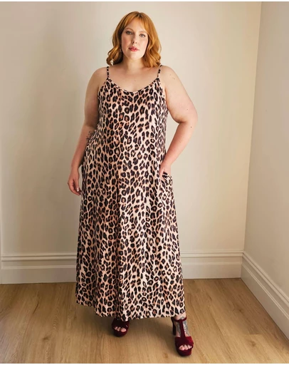Hope & Harvest - Maxi Slip Dress Leopard Print