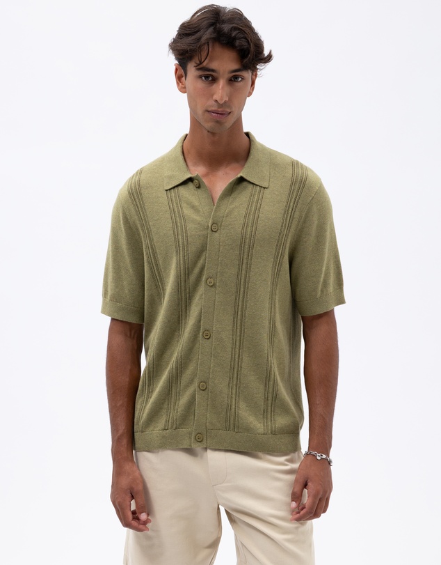 AERE - Silk Blend Textured Stripe Knit Shirt