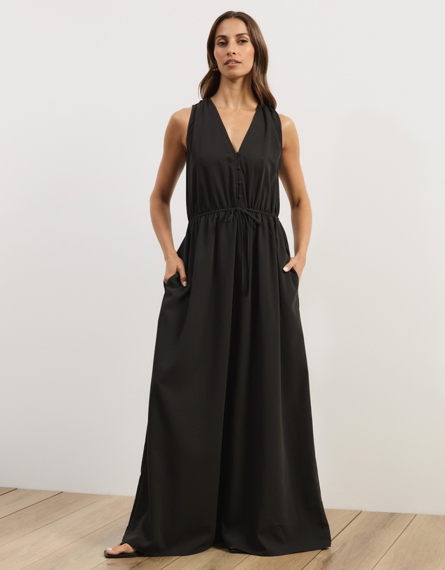 Atmos&Here - Cleo V-Neck Cinched Waist Midi Dress