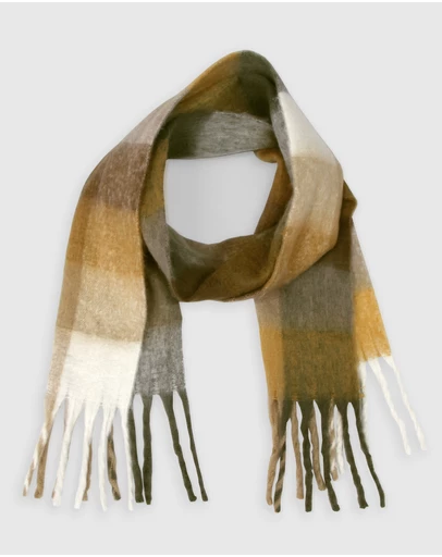 Belle & Bloom - Vail Checkered Scarf - Earth