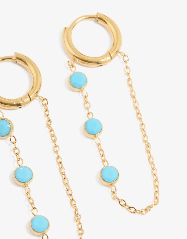 Lovisa - Waterproof Gold Plated Stainless Steel Turquoise Huggie Earrings 2-Pack