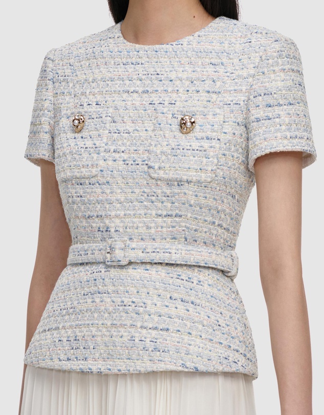Self Portrait - Boucle Chiffon Midi Dress