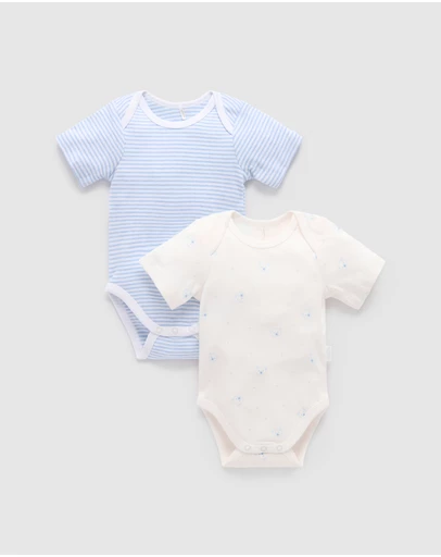 Purebaby - 2 Pack Short Sleeve Bodysuit - Babies
