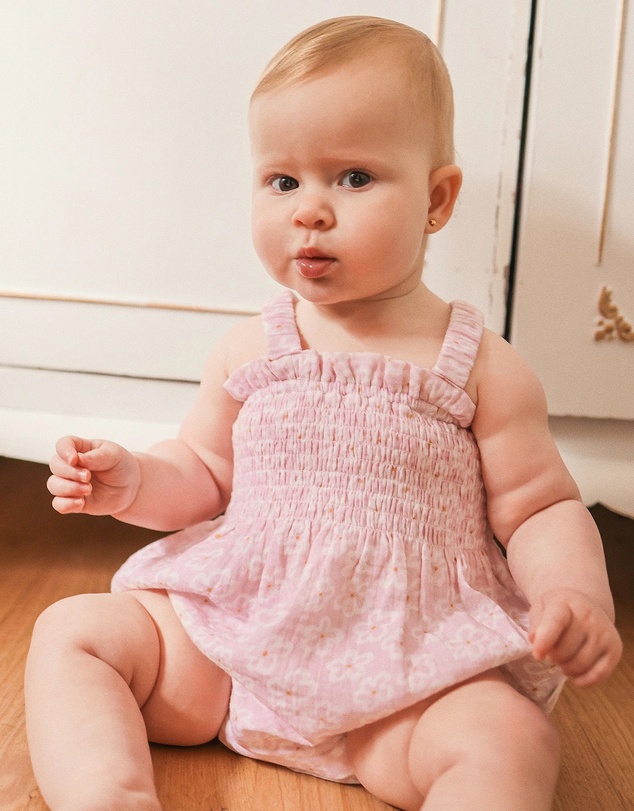 Kynd Baby - Shirred Woven Romper Frangipani - Size 000