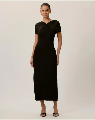Tussah - Olivia V-Neck Crepe Midi Dress