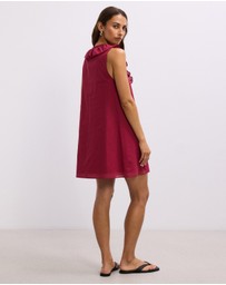 The Fated - Alexis Tie Front Ruffle Mini Dress