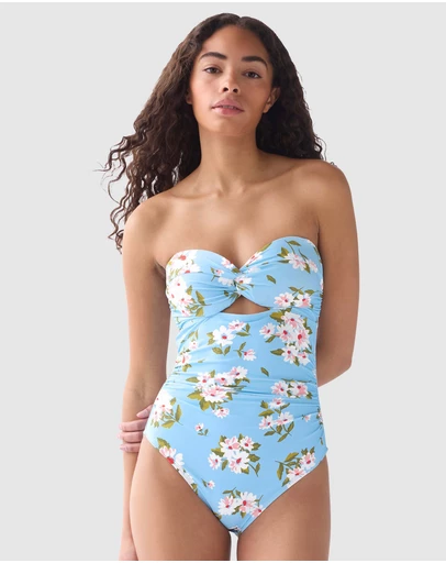 Kate Spade - Spring Daisies Twist Top Removable Strap Bandeau Swimsuit