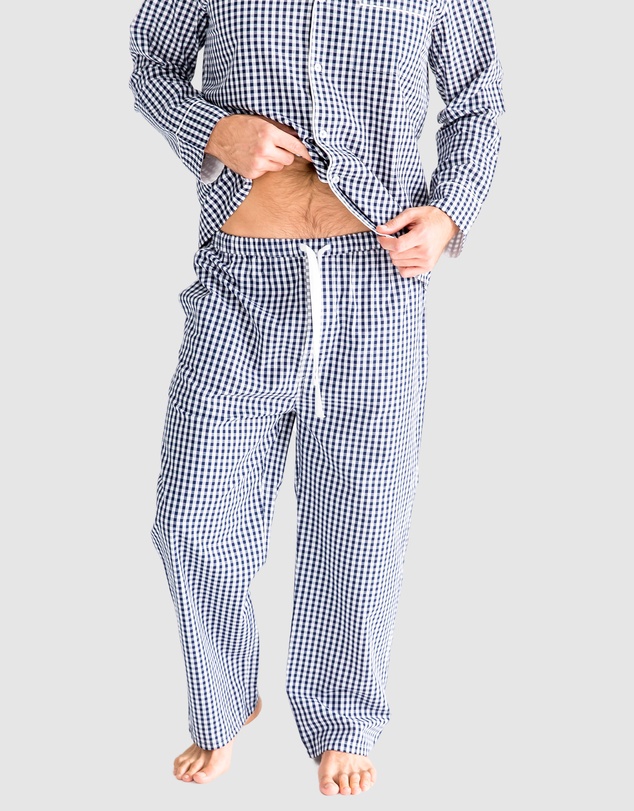 Sant And Abel - Men's Hepburn Gingham Navy Long PJ Set