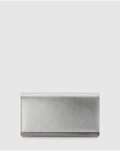 Olga Berg - Maddie Metallic Embossed Foldover Clutch