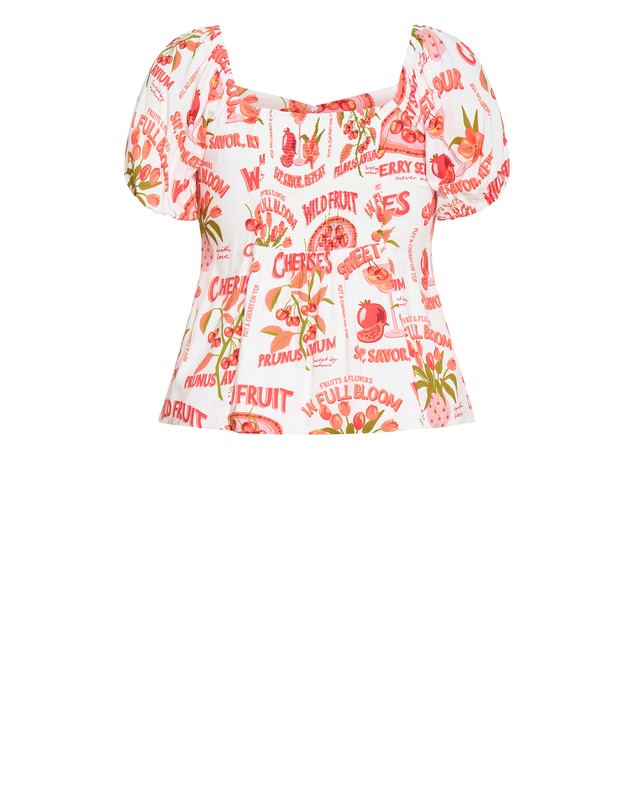 City Chic - Dreamer Cherry Print Corset Top
