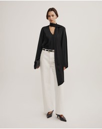 Witchery - Long Sleeve V-neck Scarf Top