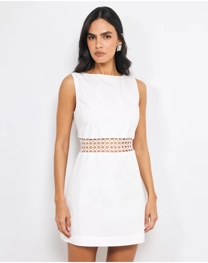 AERE - Evi Crochet Panel Mini Dress