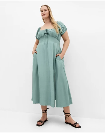 City Chic - Plus size Abbigail Split Maxi Dress - soft sage