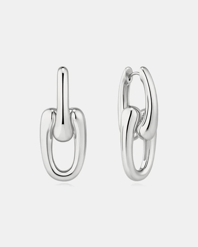 Ania Haie - Silver Sculptural Interlocking Huggie Hoop Earrings