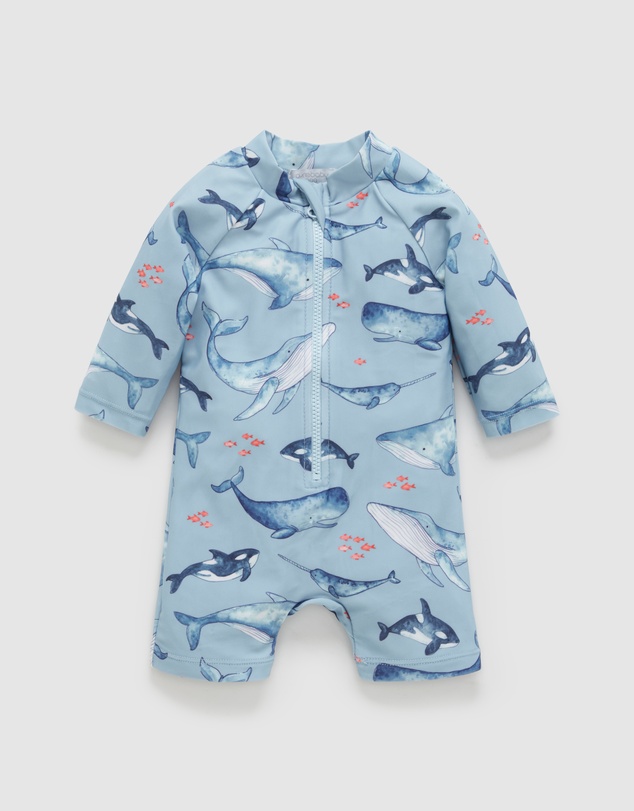 Purebaby - Printed Long Sleeve Sunsuit Swim -Kids-Babies