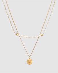 Elli Jewelry - Necklace Layer Coin Boho with Freshwater Pearls in 925 Sterling Silver