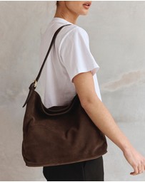 VESTIRSI - Savannah Brown Suede Hobo Bag