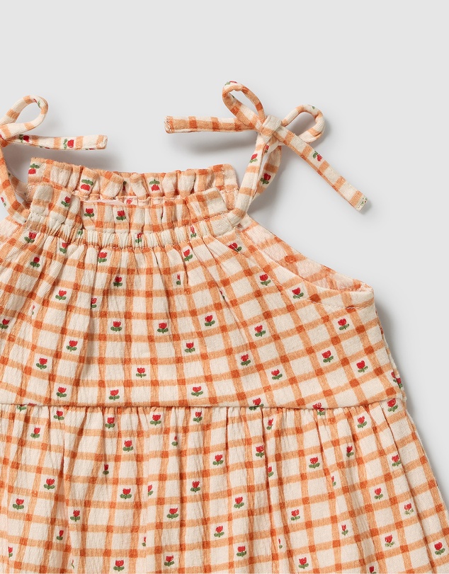 Wilson & Frenchy - Checkerberry Organic Crinkle Ruffle Dress - Babies-Kids