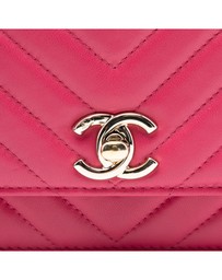 Pre-Loved by Azura Reborn - Pre-Loved Chevron Lambskin Trendy CC Chain Wallet on Chain