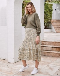 Angel Maternity - Sylvie Luxury Maternity Knitted Cropped Nursing Top- Khaki