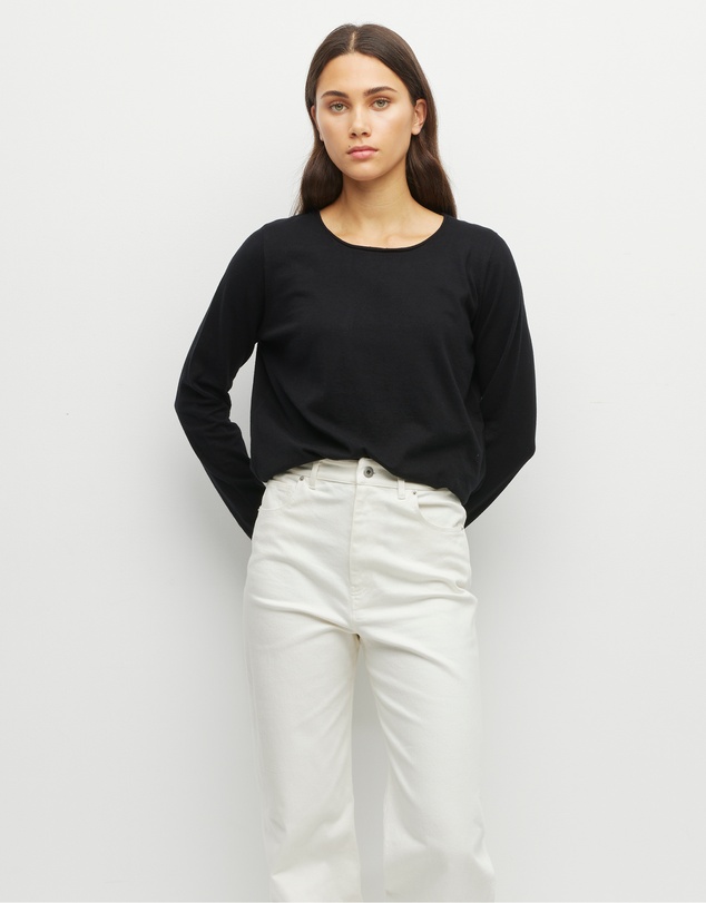 JH Lounge - JHL Crew L/S T (Fine Cotton Cashmere) Black