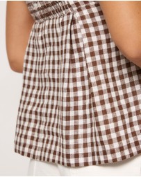 AERE - Gingham Linen Pleated Top