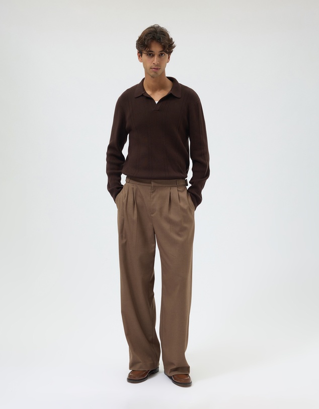AERE - Textured Long Sleeve Polo