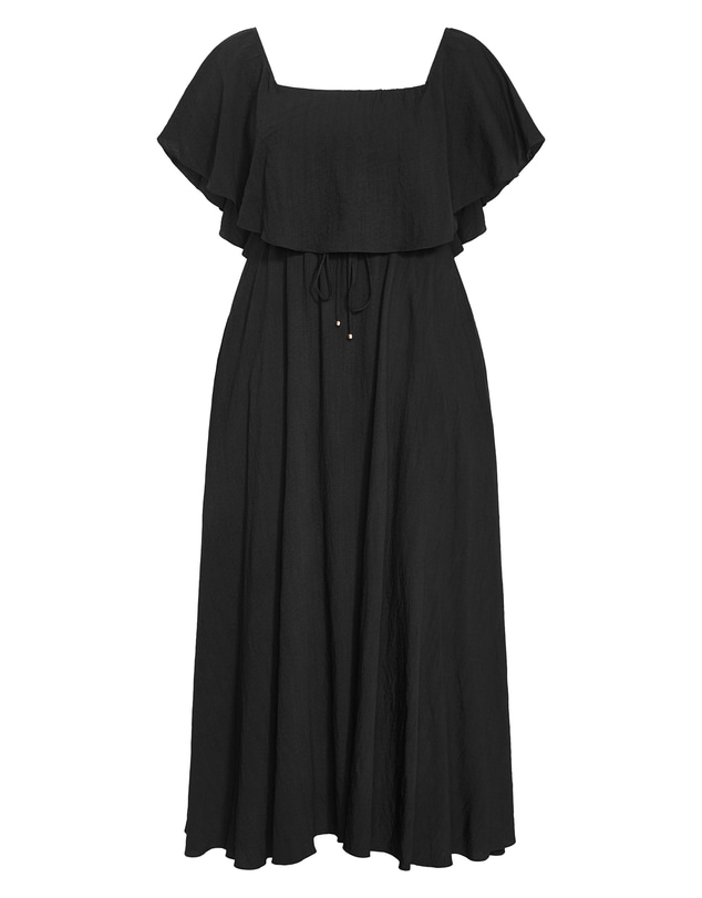 City Chic - Plus size Jacinta Off Shoulder Maxi Dress - black