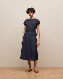 Trenery - Denim Wrap Skirt in Indigo Rinse